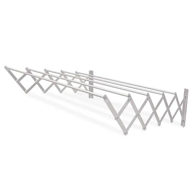 Amig - Tendedero Extensible de Pared - Medidas: 100x14x3 cm - Superficie de Tendido: 5 m - Aluminio Inoxidable - Tornillería en Acero Inoxidable - para Interiores y Exteriores - Fácil Instalación