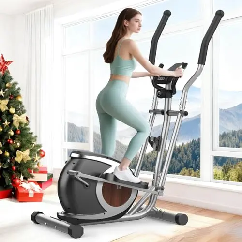 Bicicleta Eliptica para Casa, Máquina Elíptica Magnética con App Bluetooth Inteligente, 16 Niveles de Resistencia, Monitor LCD, Escalador Elíptico para Ejercicios De Fitness En El Hogar