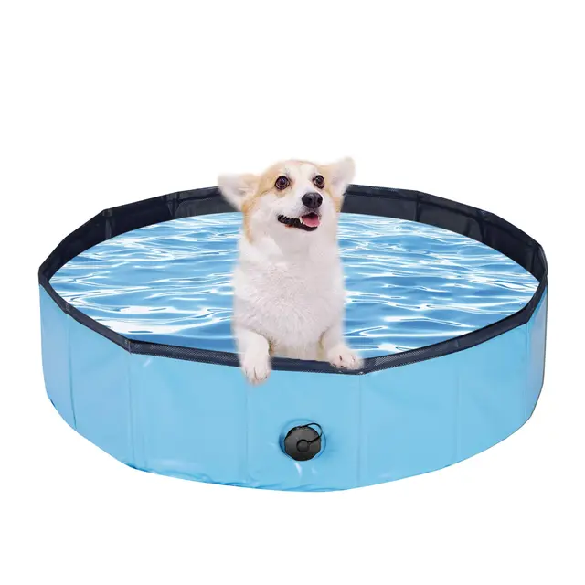 Piscina para Perros, 80 x 20 CM, Piscina Plegable para Gatos, Antideslizante y Resistente al Desgaste de PVC, para Perros Grandes, Medianos y Pequeños