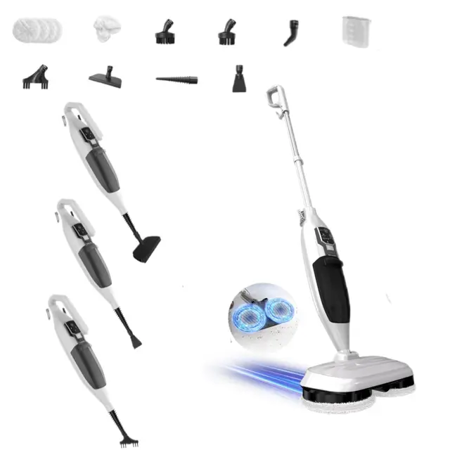 PUREBEAR Fregona a Vapor 2 en 1, Limpiador de Vapor con Limpiador Portátil, 3 Niveles de Vapor, 4 Paños de Repuesto, Multiusos para Suelos Duros, Baldosas, Ventanas y Ropa