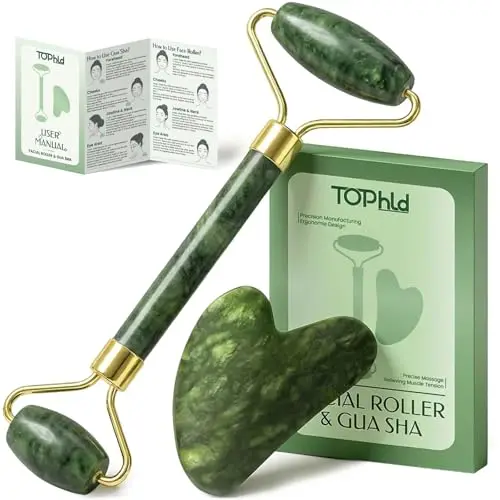 Rodillo facial y herramientas faciales Gua Sha, masajeador facial para el cuidado personal, rodillo de jade para cara, esculpir la mandíbula y reducir la hinchazón