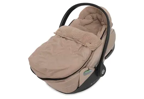 Jollein Saco para Silla de Paseo Milky Coffee - Sand - para sillas de Coche de bebé, Grupo 0+ y cochecitos - para arneses de 3 y 5 Puntos - Diseño Embossed y Forro Polar