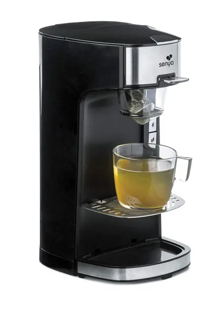 SENYA Tetera negra Tea Time, compatible con tetera eléctrica de hojas sueltas o bolsita de té, con infusor extraíble de 1415 W, SYBF-CM013N, negra