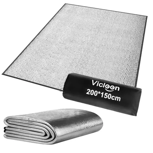 Vicloon Esterilla Aislante De Aluminio Esterilla Camping,Esterilla Aislante de lámina de Aluminio,Alfombra de Suelo Ultraligera Plegable,Resistente al Agua Picnic Espuma Eva Plegable