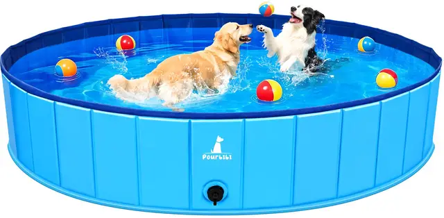 Pourbibi Piscina para Perros Grandes, Piscina Plegable para Perros, Bañera Portátil De PVC para Perros, Piscina para Perros Grandes Y Pequeños, 160 X 30 cm
