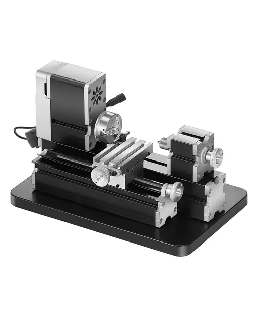 VEVOR 36 W Mini Torno de Metal Didáctico Velocidad de 20.000 RPM Torno de Metal Eléctrico con Mandril de 3 Mordazas Volante de Aleación de Aluminio, para Procesar Metales Blandos, Madera, Plásticos