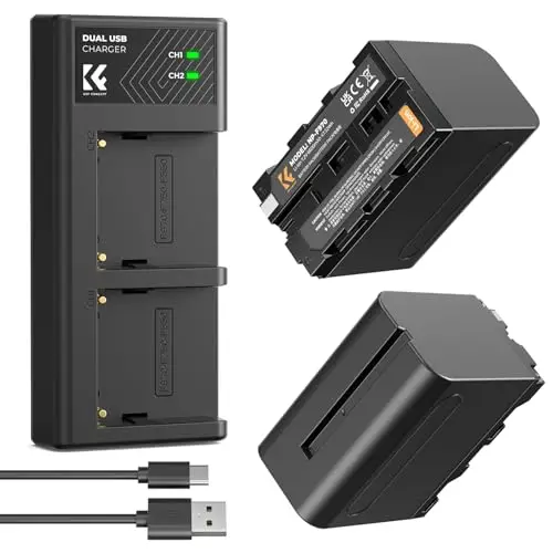 k&f concept np-f970 batería 6600mah kit