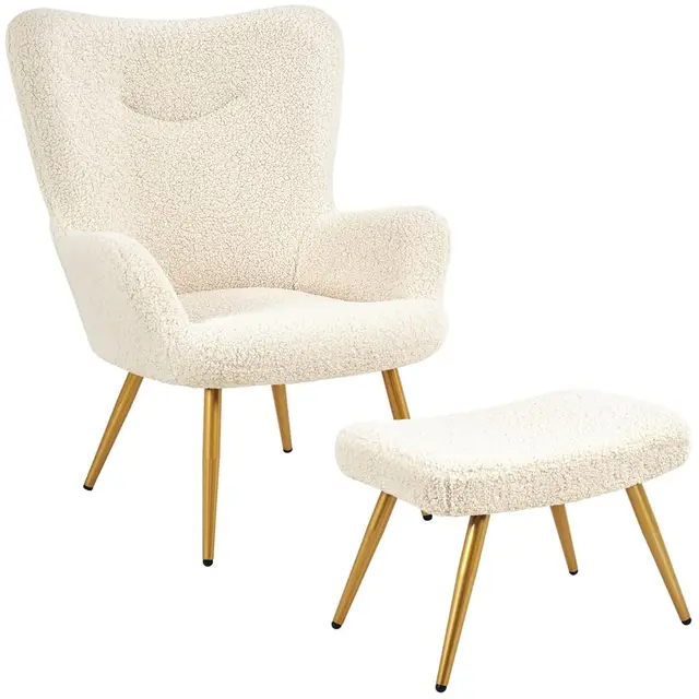 yaheetech sillón orejero bouclé con