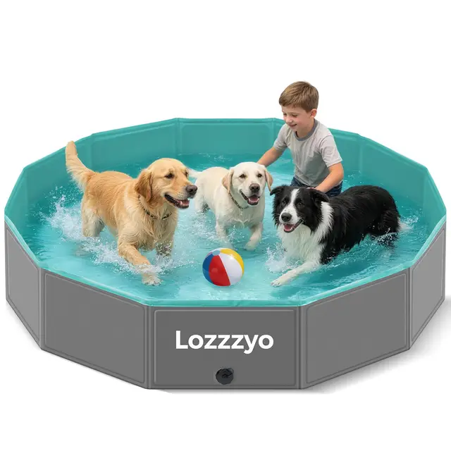 Piscina Plegable para Perros y Niños, Piscina Portátil de PVC Grueso Antideslizante con Válvula de Drenaje, Piscina Perros Grandes y Niños para Jardín, Terraza, Playa y Camping (160 * 30CM)