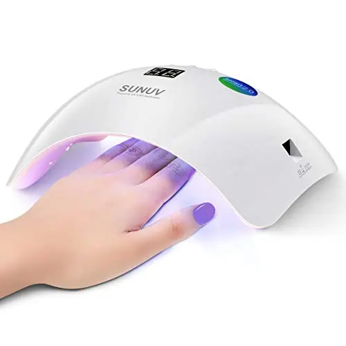 SUNUV Lámpara LED Uñas Lámpara de Uñas Secador de Uñas Rosa con Sensor de Inicio Automático, Pantalla LCD y Temporizador de 30/60/99s