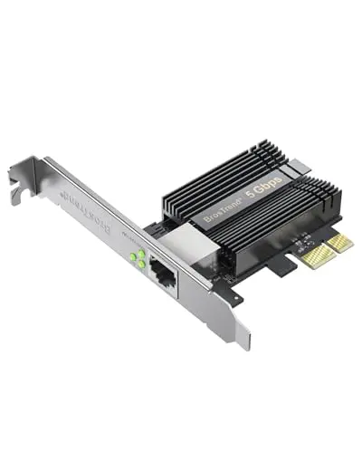 BrosTrend 5GB Tarjeta de Red PCIe, 5 Gigabit Tarjeta Red PCI Express, PCIe Ethernet Adaptador con Perfil Bajo Extra, RJ45 Nic PCI Express, Windows 11/10 Windows Server 2022 Sólo, Vida ÚTI Protección