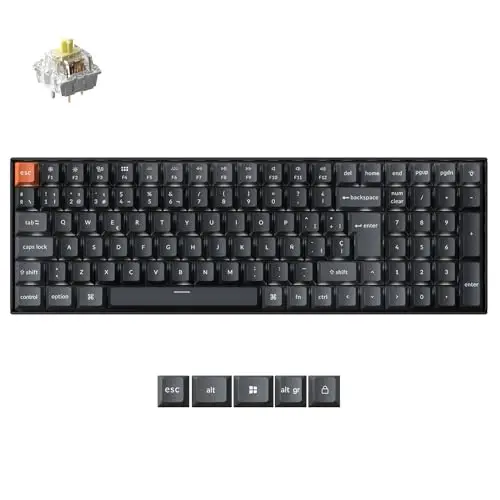 Keychron K4 QMK Teclado Mecánico 96% ISO-ES, Inalámbrico y con Cable, Interruptores Super Banane, Teclas PBT Sublimadas Estilo Cherry, Retroiluminación Blanca, para Mac y Windows – Versión 3