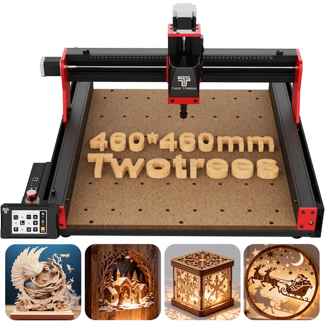 Twotrees Fresadora CNC TTC450 PRO, fresadora CNC de 3 ejes, fresadora CNC para madera y acrílico, 90% montada, rango de trabajo: 460 x 460 mm