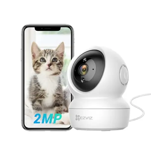 EZVIZ C6N Cámara Vigilancia WiFi Interior 360°, 1080P Camara Vigilancia Bebé/Mascotas, Vision Nocturna, Audio Bidireccional, Deteccion de Movimiento,Control Remoto, Compatible con Alexa