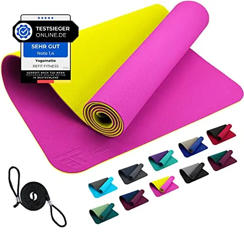 GeckoGrip & Sensi-Plus TPE - Esterilla de yoga (190 x 60 x 0,6 cm, antideslizante, sin sustancias nocivas, incluye correa de transporte, para gimnasia, deportiva), color a elegir