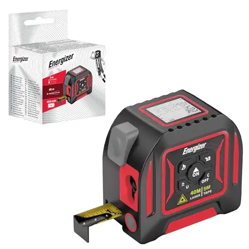 Energizer – Telémetro láser 2 en 1, medidor láser de 40 m y Cinta métrica de 5 m, Pantalla LCD, Recargable USB-C, medidor de Cinta láser Digital medidor de Volumen – batería de Larga duración