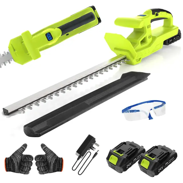 Cortasetos inalámbrico VOERJIA de 20 Pulgadas, 2 baterías de 2000 mAh, 21 V, Cuchilla de Doble acción de 50 cm, 750 W para jardín, arbustos y Plantas de Borde.