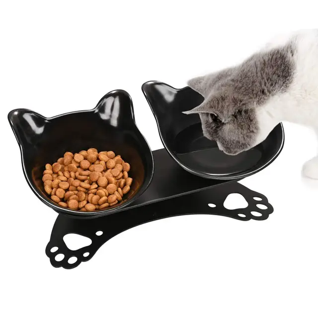 ZONSUSE Cuenco Elevado para Gatos Inclinado 15°
