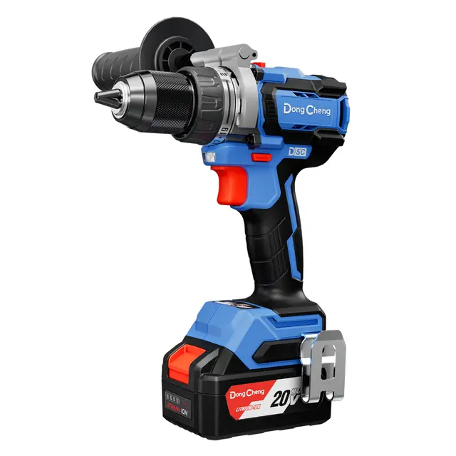 Dong Cheng Taladro de Percusión Inalámbrico 20V 160Nm, Taladro Percutor Batería Brushless, 1x4,0Ah, 3 Modos-Atornillar, Perforar y Percuto, Portabrocas de 13 mm, 2 Velocidades, 19+2 Niveles de Par