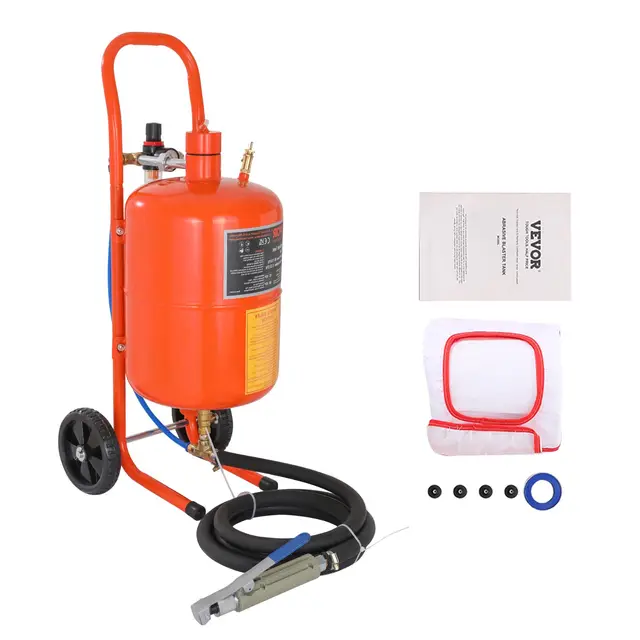 VEVOR Máquina de chorro de arena portátil de 18,92 l, manguera de trabajo de 243,84 cm, chorro de arena de 60 a 110 psi, ideal para eliminar óxido, pintura, manchas y pulir grandes superficies