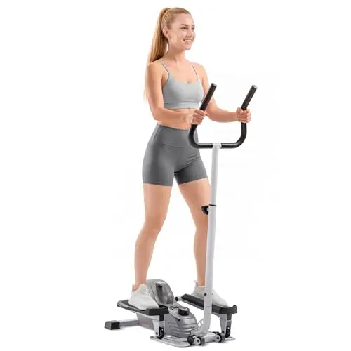 Sunny Health & Fitness Elíptica Magnética Bajo Escritorio, Pedaleador Portátil para Hacer Ejercicio Sentado en Casa o en la Oficina, Mini Cross Trainer para Usar de Pie o Sentado App SunnyFit Opcional