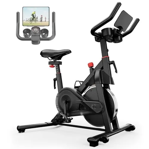 Superun Bicicleta Estática para Interior, Bicicleta Estacionaria con Resistencia Magnética Ajustable, Bicicleta Estacionaria con Pantalla LCD y App, Capacidad de Carga de 136 kg