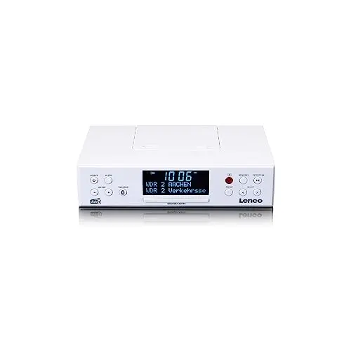 Lenco KCR-190 Radio de Cocina Dab+ - Bluetooth - PLL FM - 30 Presets de Emisoras - Pantalla y Luz LED - Temporizador - Alarma - Blanco