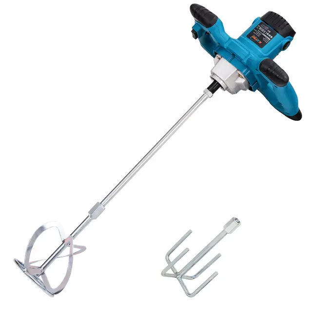 KATSU Tools Mezcladora eléctrica de paletas de 1000 W, portátil, para mortero y cemento, con 6 velocidades variables y agitador adicional, para pintura, yeso y hormigón (gama económica) 100036