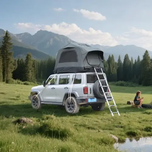 Tienda de campaña inflable impermeable para Jeep & SUV, tienda de campaña con bomba de mano, escalera y colchón, 220 x 145 x 133 cm, 1 – 3 personas
