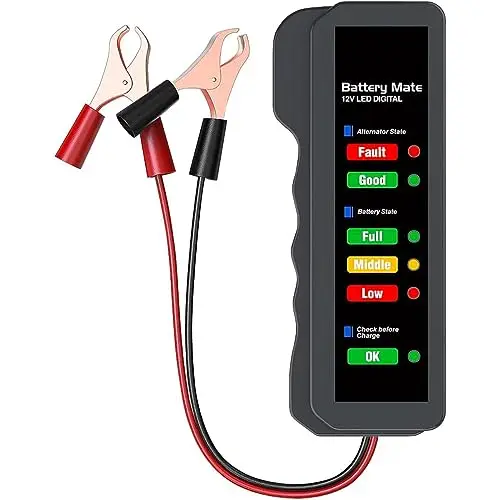 Greluma 1 Pieza Probador de batería de automóvil de 12V,probador de alternador automotriz,verificador de batería,analizador para verificar el alternador y el sistema de carga de la batería