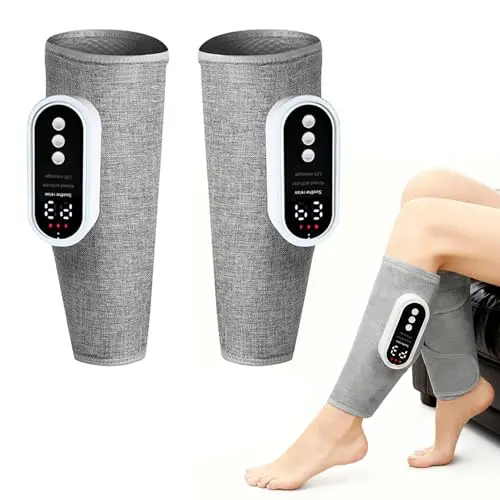 2 Piezas Masajeador Piernas, Masajeador pare Circulacion Piernas, Masaje de Compresión de Aire, 3 modos, 3 intensidades, 3 Niveles de Calor, 2000mAh para Hogar/Oficina/Post-Entrenamiento