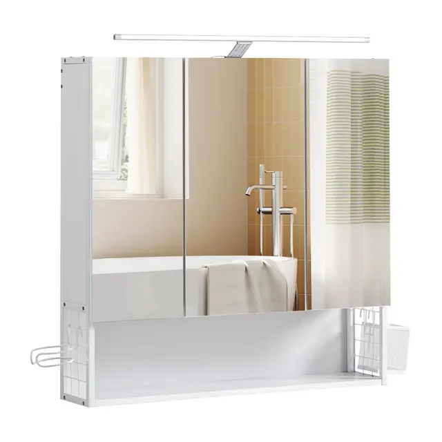vasagle armario baño led 3 puertas