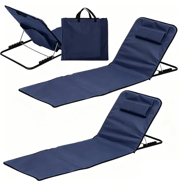 Tumbona de Playa,2 Piezas Esterilla de Playa Plegable,Tumbona Portátil Ligera,Esterillas de Playa Plegables,Esterilla Playa con Respaldo,Alfombra de Playa,para Piscina,Camping,Jardín y Terraza