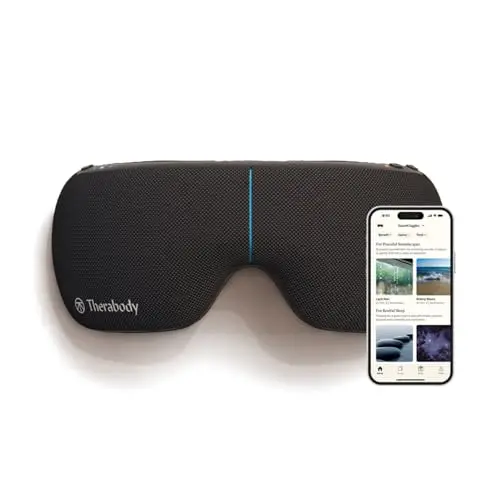 Therabody SmartGoggles 2.0 Mascarilla Ocular Calefactada, Mascarilla de Sueño Oscurante y Masaje en las Sienes para Relajación Personalizada y Alivio de Dolores de Cabeza.