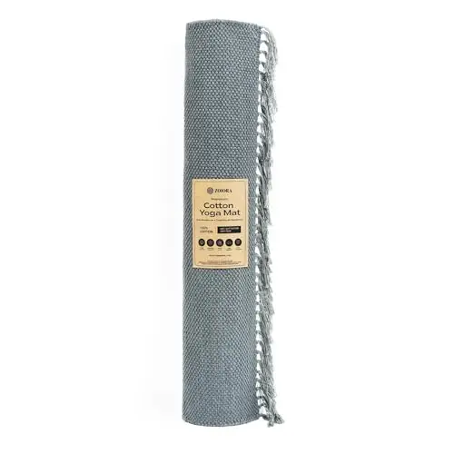 Tapete de yoga de algodón orgánico, tapete de yoga antideslizante ecológico para el hogar y el estudio, tapete de yoga cómodo, transpirable y lavable, tapete de fitness sostenible para