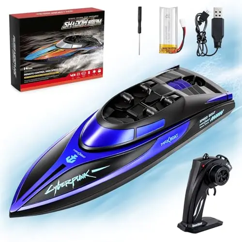 Coikes Barco Teledirigido Barcos RC con luz LED Barco de Control Remoto 2,4 GHz Barco De Carreras Rápido para Niños y Adultos Juguete de Piscina Barco Eléctrico para Mares, Piscinas y Lagos