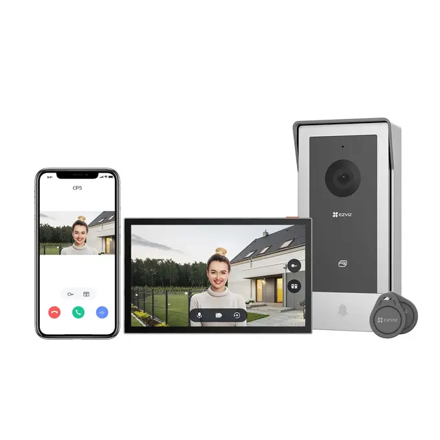 EZVIZ Videoportero WiFi Sistema de Intercomunicación 1080P, 7'' Monitor Táctil a Color,Timbre Video Mirilla 2 Hilos,Desbloqueo en Remoto,Audio Bidireccional,Doble Banda (2,4/5GHz), Diseño Delgado, CP5