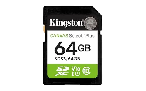 Kingston Tarjeta de Memoria SD Canvas Select Plus 64GB SDXC Gen3 100MB/s C10 UHS-I U1 V10-SDS3/64GB