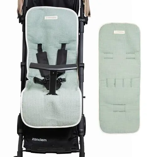 MIMUSELINA Colchoneta Silla Paseo Universal para Bebé en 100% Algodón OEKO-TEX | Funda Carrito Bebe Verano e Invierno, Transpirable y Lavable | Colchoneta Carro Bebe 34×84 cm | Hecha en Portugal