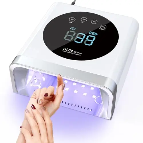 NAILGIRLS Lámpara LED UV Profesional, secador de uñas Rápido de 150 W para gel y esmalte regular, secador LED de gel de curado de esmalte de uñas con 4 ajustes de temporizador, sensor automático