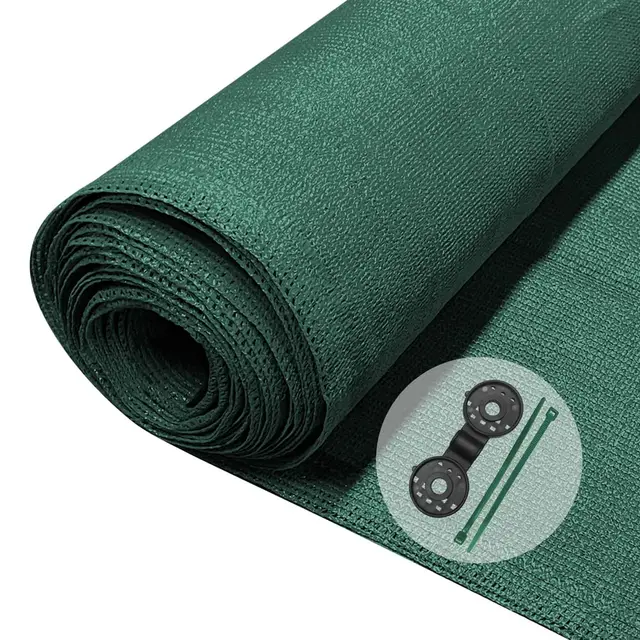 VOUNOT® Malla Sombreo y Ocultación 1.5×10m, Valla Privacidad 150 g/m² HDPE Protección UV, Red de Sombra con Clips y Bridas, para Jardín, Huerto, Balcón, Verde