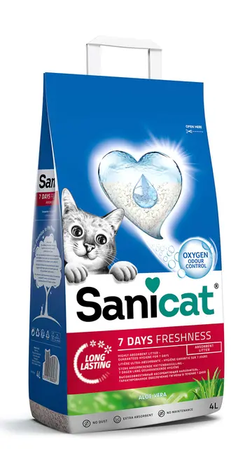 Sanicat - Arena para Gatos Classic con Aloe Vera | Controla el Olor Durante 7 días | Absorción rápida | Producto higiene de tu Mascota | 4L de Capacidad