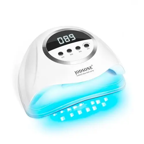 JODSONE Lámpara de uñas semipermanentes UV LED 320W, Lámpara de uñas profesional con 72 luces duales, sensor automático 4 temporizadores 10/30/60/99s, pantalla LCD para salón y hogar