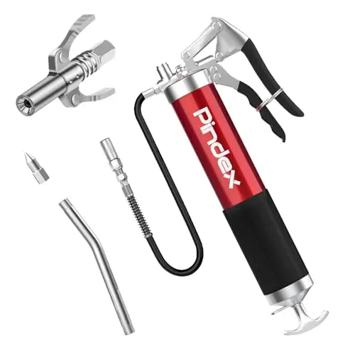 Pindex Pistola de Engrase Manuale con Acoplador,Bomba de Engrase Manual 8000PSI para Cartuchos de 400g,Engrasadora Manual Profesionalconl con 45cm Manguera
