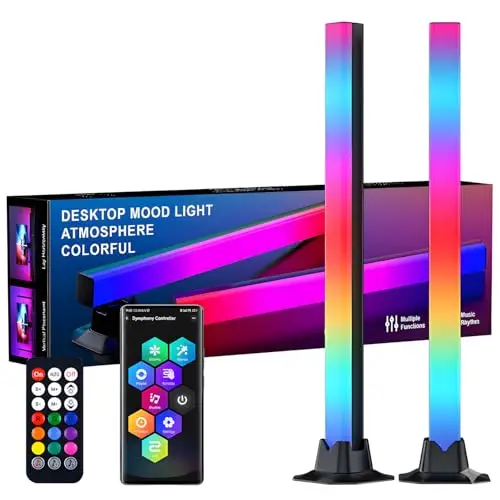 Barra de Luz LED RGBIC 42 cm, Lámpara Gaming USB con App Bluetooth, Iluminación 270° y Sincronización Musical, Luz Ambiente para Monitor, TV y Escritorio