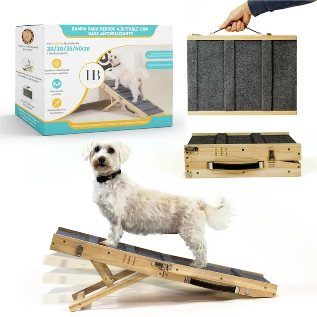 Rampa para Perros Pequeños con Base Antideslizante, Rampa para Sofá y Cama, Plegable con 4 Alturas, Protege Articulaciones y Columna, Escalera para Perros Pequeños y Gatos hasta 15kg