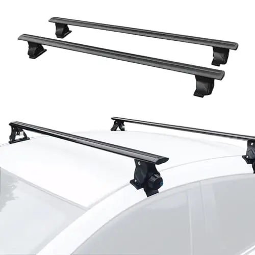 Barras de Techo para Coche sin Rieles. Baca Portaequipajes para Viajes. Ajuste Integrados al Techo del Coche. Barra Portátil para Transportar.
