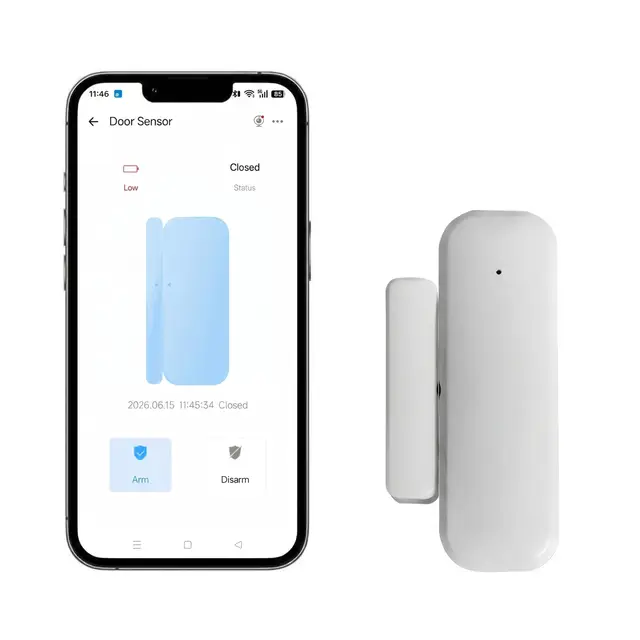 Sensor Puerta WiFi, Detector inalámbrico de Puertas y Ventanas de 2,4 GHz Compatible con Alexa, Google Home y la aplicación eWelink. Notificaciones de Alerta. No Requiere concentrador.