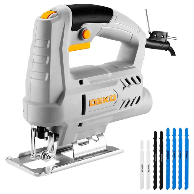 Sierra de calar: DEKOPRO 400W Caladoras Para Madera 0-3000 SPM Velocidad variable ±45° Hoja de inglete,Sierra de calar para cortar metal, madera y plásticos