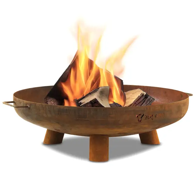 BBQ-Toro Brasero de 70 cm de Diámetro | Aspecto Oxidado | Exterior Con Tres Patas y Dos Asas | Para Jardín, Cuenco de Fuego